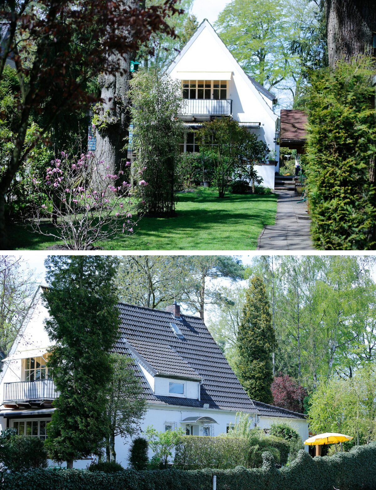 Verkauftes Haus in Bremen-Oberneuland – Blick durch den Garten und von der Straße